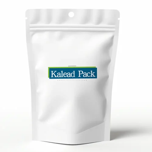 Kalead Pack 로고가 있는 풀 화이트 스탠드업 파우치